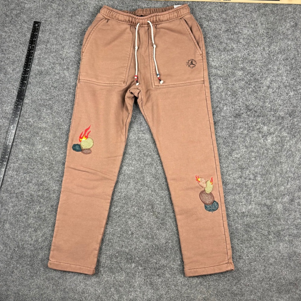 Jordan Sweatpants Mens S Brown Cactus Jack Travis Scott Flame Embroidered NWT